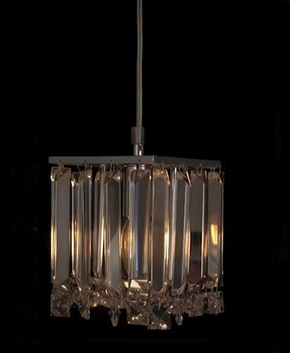 Lustre Luminária Pendente Cristal Cubo Cromado E14 - Elgin 110v/220v