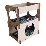 Caminha Casinha Pet Mdf 2 Gatos Brinde Porta Pote C/2 Potes