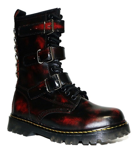 Bota Larga Cuero Gotica Rocker Metalera Altas Piel Cinturon