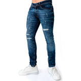 Jeans Hombre Dmd3 Ajustados Rasgados A La Moda  M-008 