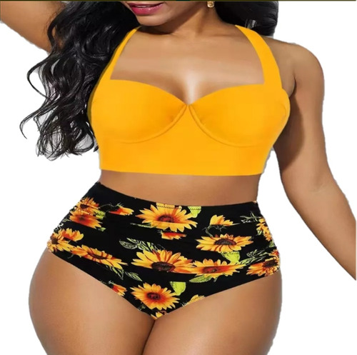 Bikini Malla Pinup Tiro Alto Pushup Aro Importada Qilaixing