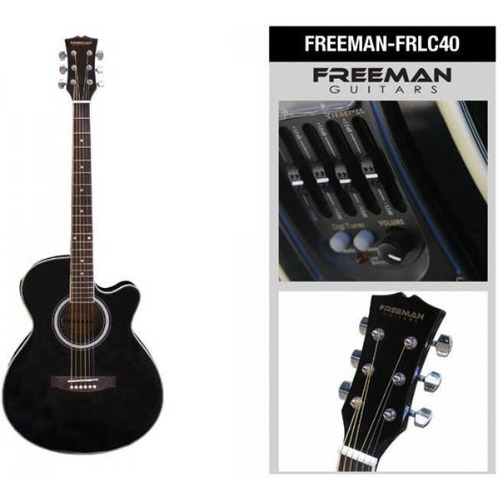 Guitarra Electroacústica Jumbo Freeman Frlc40 Negra