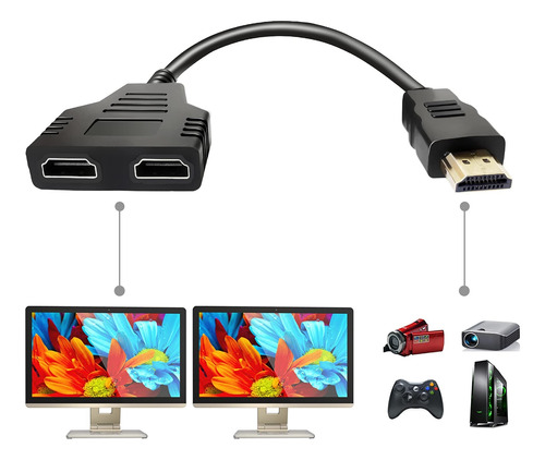 Cable Y Video Splitter Hdmi 1 X 2  1 Macho A 2 Hembra 