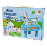 Teclado Piano Musical Escada Infantil Som Luz 2 Em 1 Pinguim