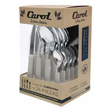 Set Cubierto Carol X24 Tenedor Cuchillo Cuchara Cucharita Zt Color Beige