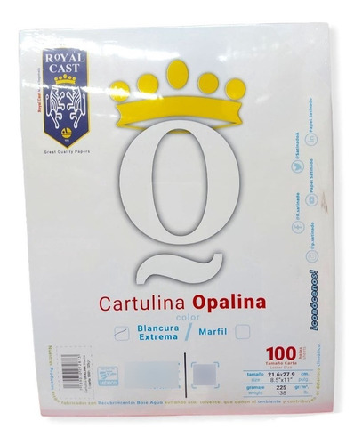 Papel  Opalina 100 Hojas Tamaño Carta Color Marfil