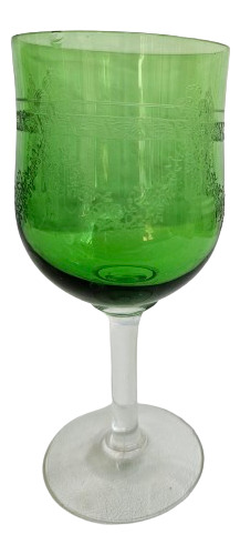 Copas De Vino Antiguas  Vintage Verde Talladas X 7 Unidades