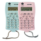 Kit 2 Mini Calculadora De Bolso Pequena Rosa Azul 8 Dígitos