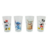 Set De 4 Vasos Vidrio Disney 100 Años