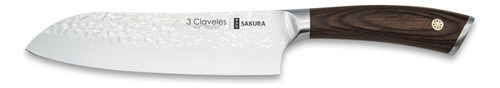 Cuchillo Santoku 17cm Inox. Sakura 3 Claveles Estilo Japones