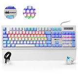 Teclado Gamer Mecanico Abnt2 Led Rgb Pc Branco Rosa Azul Idioma Português Brasil