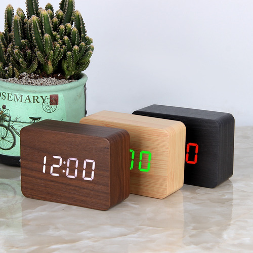 Reloj Digital De Madera Usb Despertador Temperatura Fecha