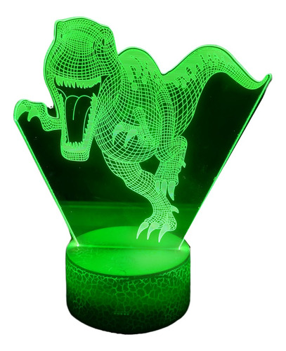 Lámpara Led Ilusión 3d De Dinosaurios 7 Colores Integrados