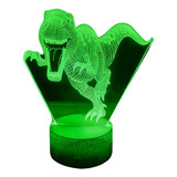 Lámpara Led Ilusión 3d De Dinosaurios 7 Colores Integrados