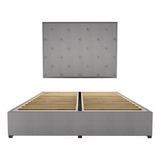 Cama Recamara - Base Box Cabecera Toscana Gris King Size