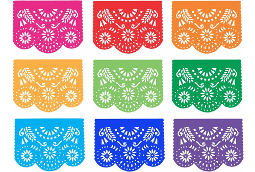 Papel Picado  Arcoiris 10 Tiras De 5.5 Metros De Largo