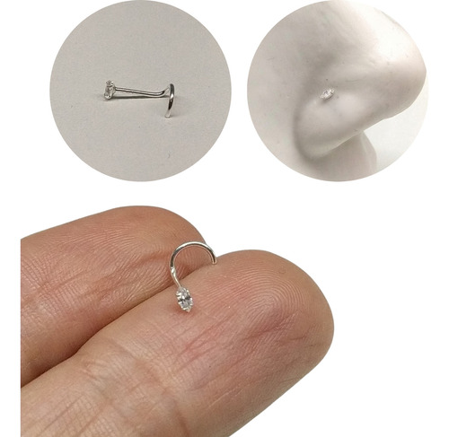 Piercing Nostril Prata 925 Ponto De Luz Navete 1,5x3mm