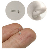 Piercing Nostril Prata 925 Ponto De Luz Navete 1,5x3mm