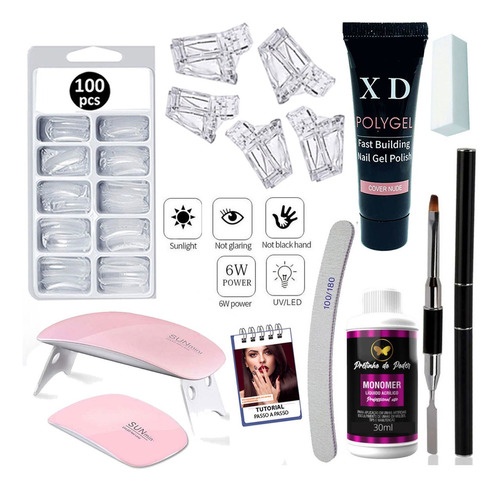 Kit Polygel Poligel Para Alongamento Com Cabine E Manual