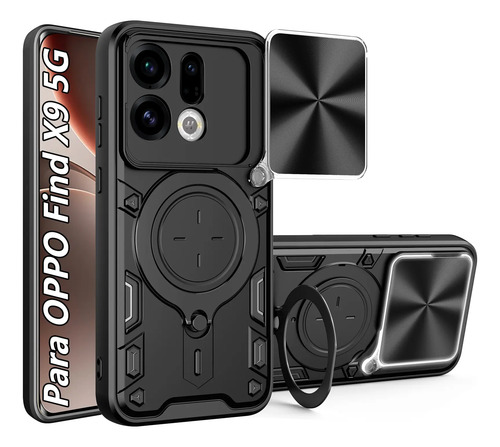 Ustiya Funda Para Oppo Reno Series Case Uso Rudo Protector Cámara Carcasa Soporte Grado Antigolpes Acrílico Negro