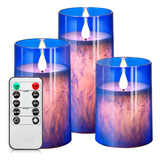 Velas Led Parpadeante Sin Llama Mecha 3d Con Control 3u-azul