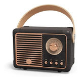 Mini Caixa Bluetooth Rádio Fm Usb Retrô Decorativo Preto