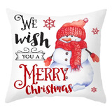 Funda Cojin 45x45 Navidad We Wish Blanco/rojo Lino Poly