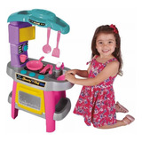 Cozinha Infantil Menina Fogão Pia Saí Água Beauty Chef Rosa