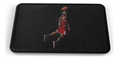 Tapete Michael Jordan Salto Fondo Negro Baño Lavable 50x80cm