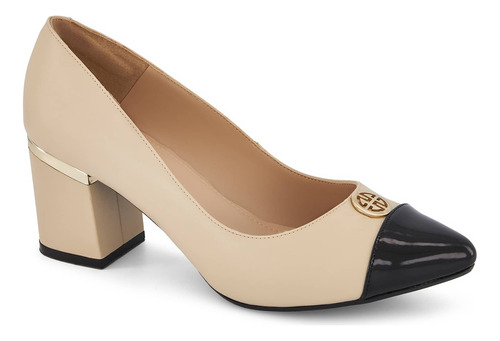 Zapatilla Ejecutiva Andrea Doble Ancho Para Mujer Beige