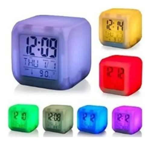 Despertador De Escritorio Cube Led De 7 Colores