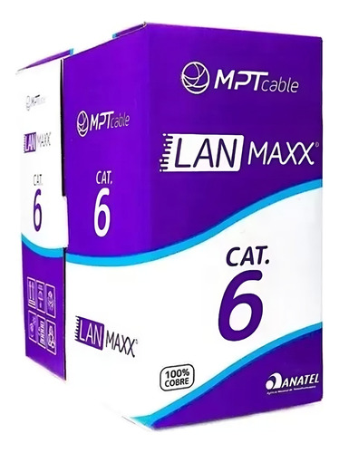 Cabo Cat6 U/utp 4px23awg Cmx 100% Cobre  305m