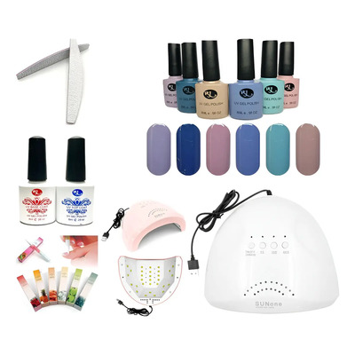 Kit Gelish (gama 6pz) + Lampara Led Uv + Base + Top + Lima Color Gama Wml | Envío gratis
