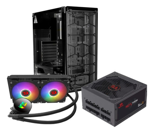 Combo Gabinete Negro Sin Abanicos, Fuente 700w, Cooler Agua