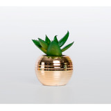Mini Vaso Dourado Com Planta