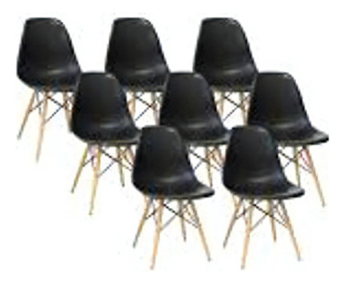Conjunto 8 Cadeiras Eiffel Charles Eames Dkr Base Madeira P