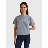 Playera Con Logo Bordado De Mujer Tommy Hilfiger Azul