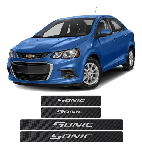Sticker Cubre Estribos Fibra Carbon Para Chevrolet Sonic