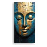 100x50cm Cuadro Abstracto De Buda Dorado Y Azul Flores