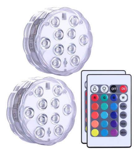 2x Luces Foco Luz Led Piscina Ip68 Rgb Sumergible + Control 