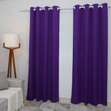 Cortina Sala/quarto Oxford 300x270 Ilhós Cromado Para Varão Cor Roxo