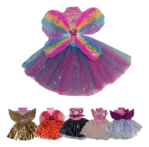 Kit Fantasia Infantil Saia Asa Arco Carnaval Festa Novidade