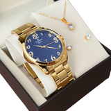 Relógio De Pulso Champion Relógio Feminino Champion Cn26288w Com Corpo Dourado,  Cristal Mineral, Para Feminino, Com Correia De Aço Inoxidável Cor Dourado 715k E Pulseira