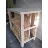 Isla Cocina Pino Sin Cajones 120x60x100 2 Estantes 