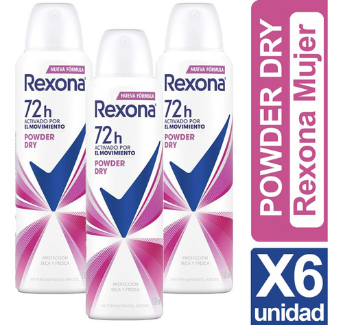 Desodorante Rexona Powder Dry Pack X6 Unid
