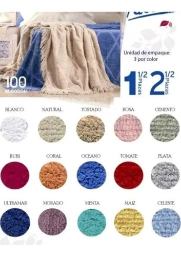 Palette. Cubrecama Chenille 2 Plazas Y Media 100% Algodon