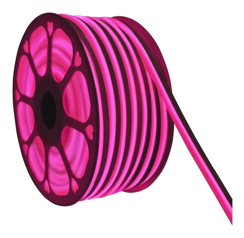 Manguera Led Neon Flourescente 50m Luz Rosa C/ Regulador Jwj