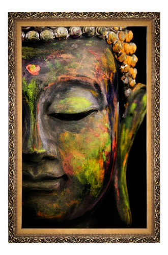 Quadro Decorativo Grande 120x80 Para Sala Buda Colorido