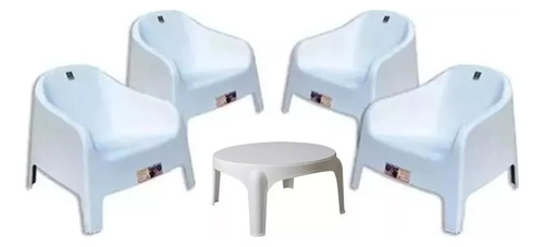 Combo 4 Sillon Skarpo Blanca 1 Mesita Skarpo Mascardi