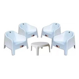 Combo 4 Sillon Skarpo Blanca 1 Mesita Skarpo Mascardi